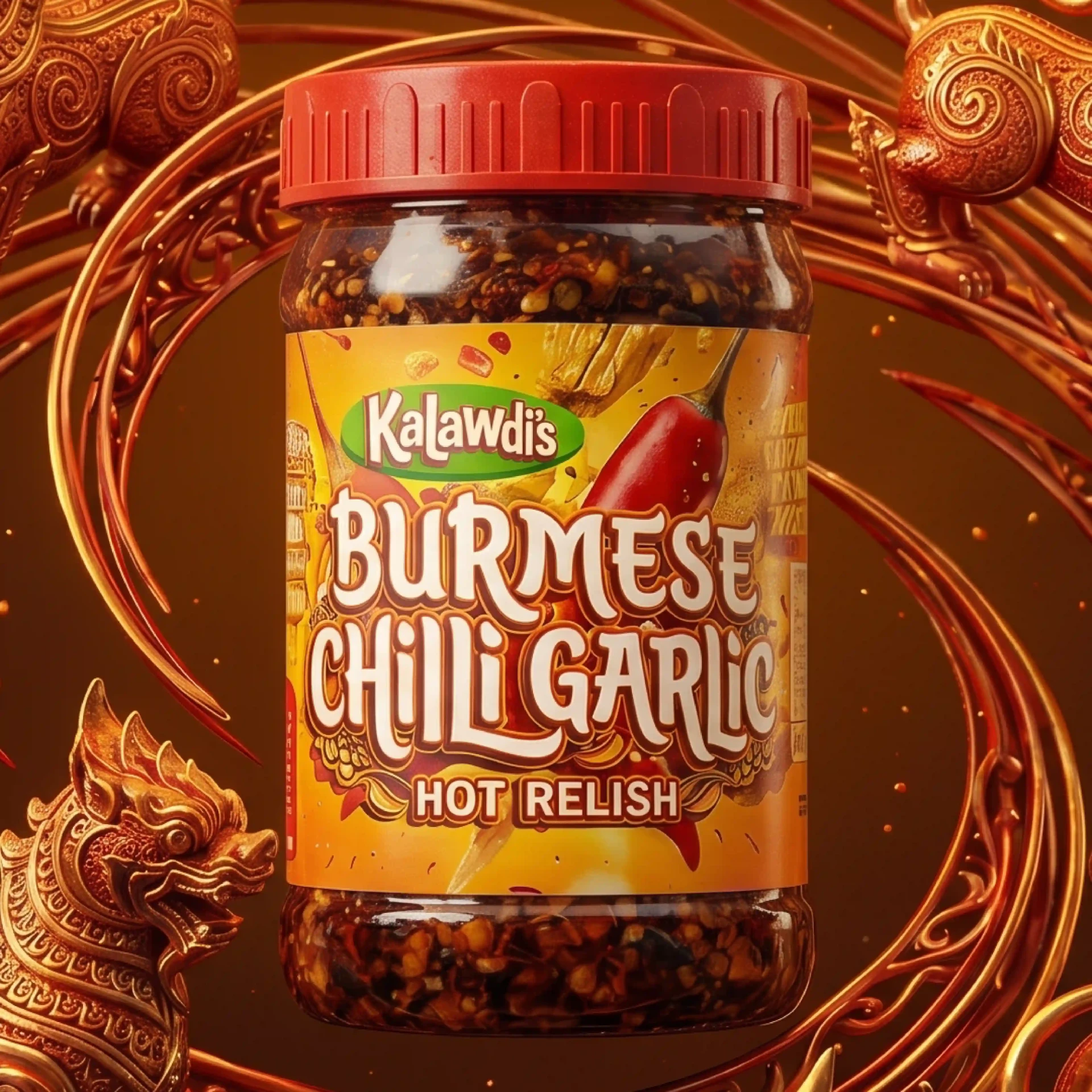 Jar of Kalawdi chili garlic hot relish