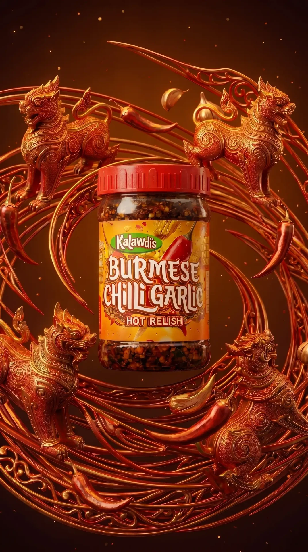Kalawdi Burmese Chili Garlic Hot Relish bottle